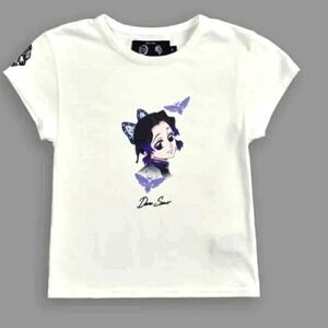Darc Sport Demon Slayer Shinobu Kocho Baby Tee Cream True Flutter Size‎ Large